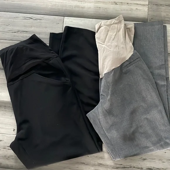 slim fit dress slacks PinkBlush Charcoal Cropped Maternity Dress Pants